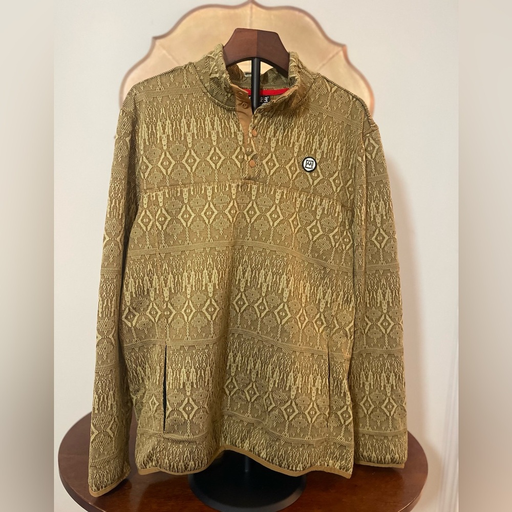 Avalanche Men’s Quarter Snap Tapestry Fleece Pullover Jacket Gold Gorpcore L